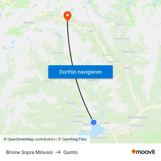 Brione Sopra Minusio to Quinto map