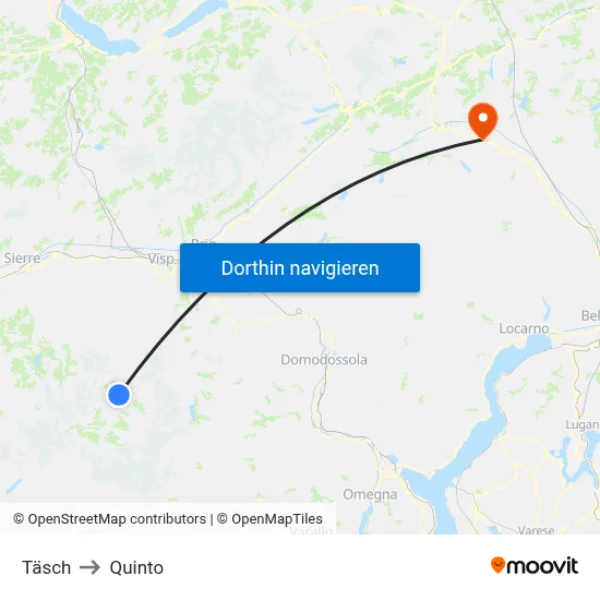 Täsch to Quinto map
