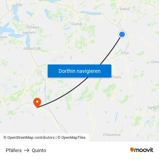 Pfäfers to Quinto map