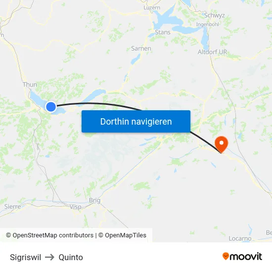 Sigriswil to Quinto map