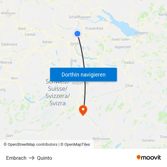 Embrach to Quinto map