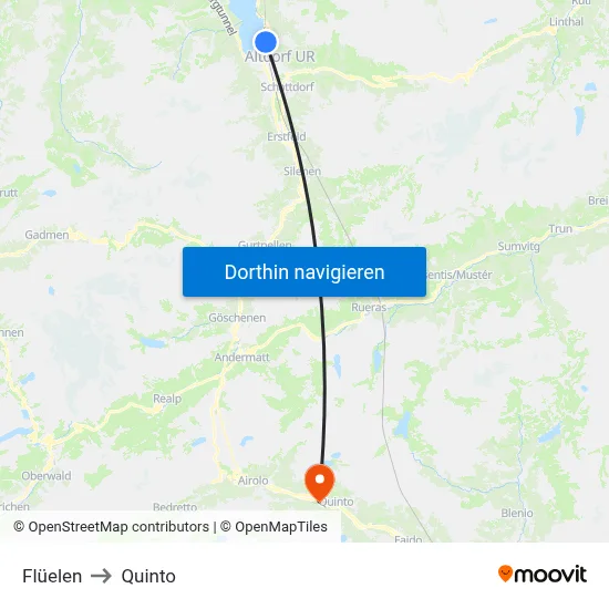 Flüelen to Quinto map