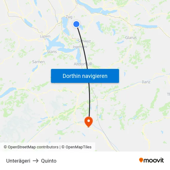 Unterägeri to Quinto map