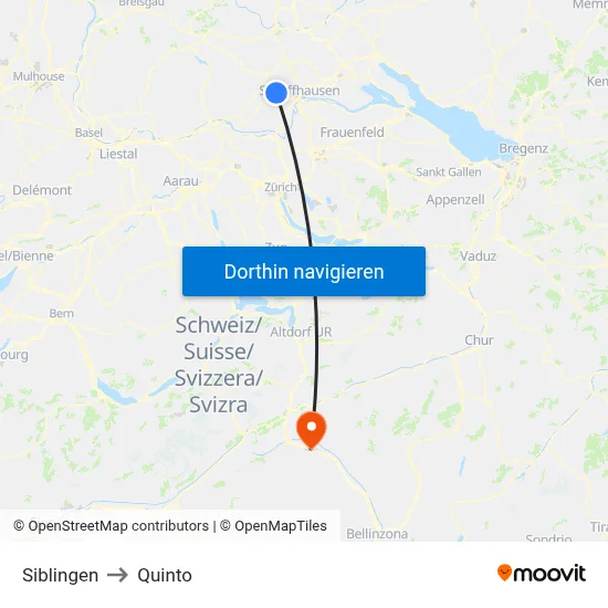 Siblingen to Quinto map
