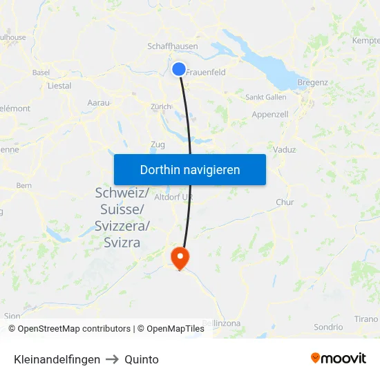 Kleinandelfingen to Quinto map