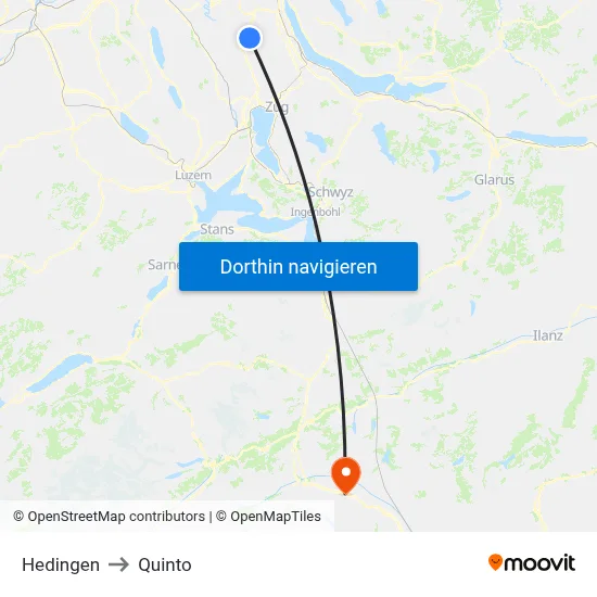 Hedingen to Quinto map