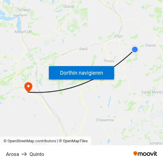 Arosa to Quinto map
