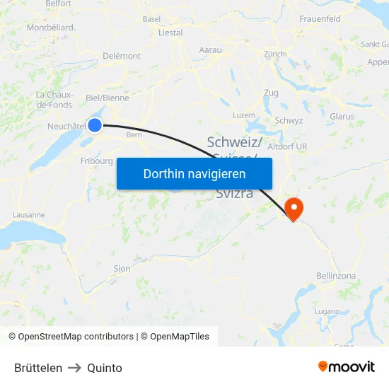 Brüttelen to Quinto map