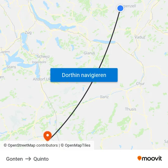 Gonten to Quinto map