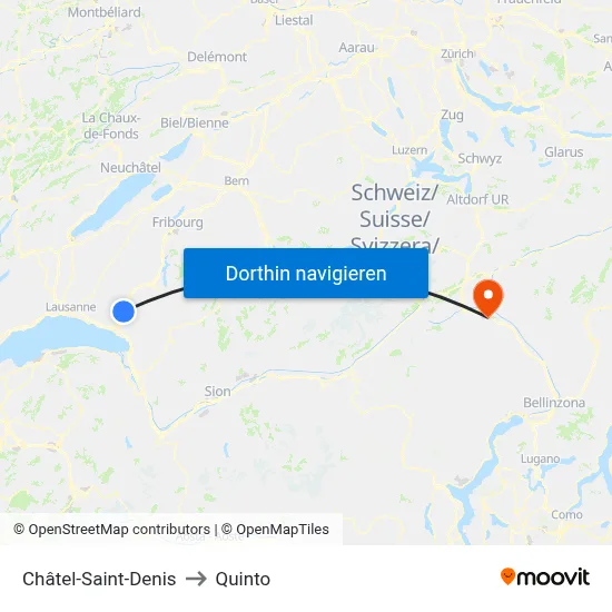 Châtel-Saint-Denis to Quinto map