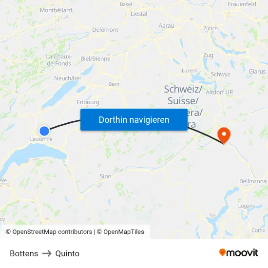 Bottens to Quinto map