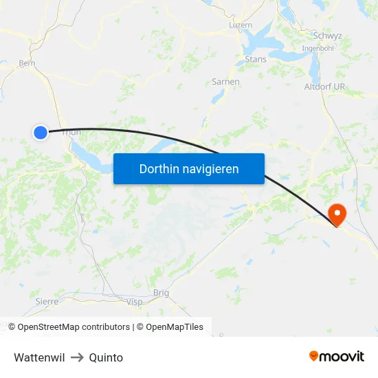 Wattenwil to Quinto map