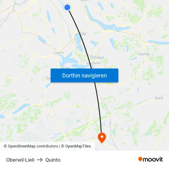 Oberwil-Lieli to Quinto map