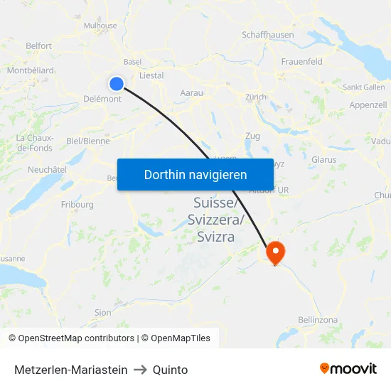 Metzerlen-Mariastein to Quinto map