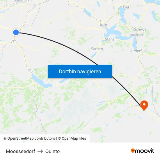 Moosseedorf to Quinto map