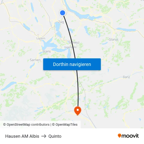 Hausen AM Albis to Quinto map