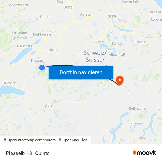 Plasselb to Quinto map