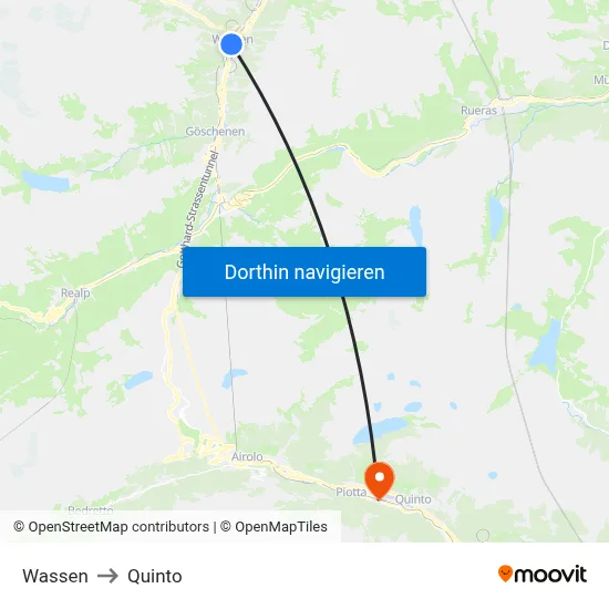 Wassen to Quinto map