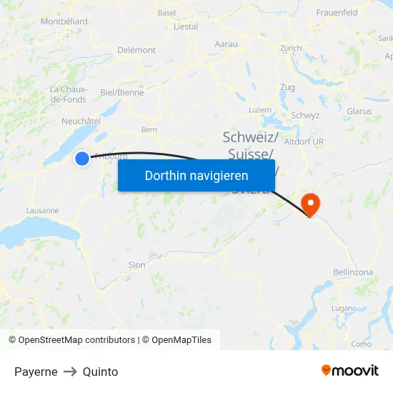 Payerne to Quinto map
