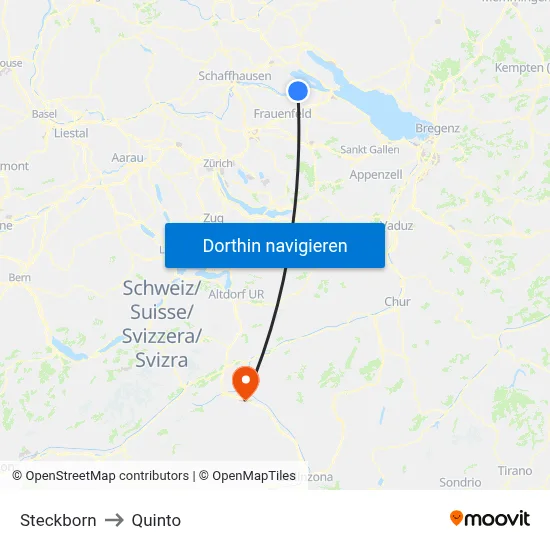 Steckborn to Quinto map