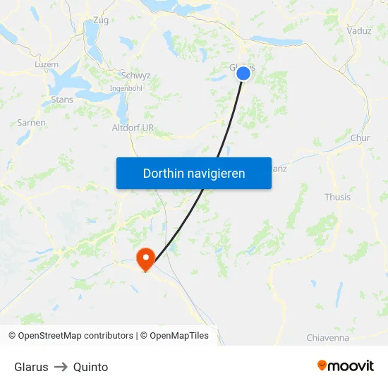 Glarus to Quinto map
