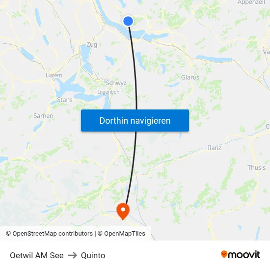 Oetwil AM See to Quinto map