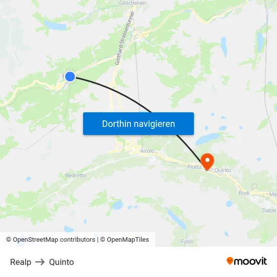 Realp to Quinto map