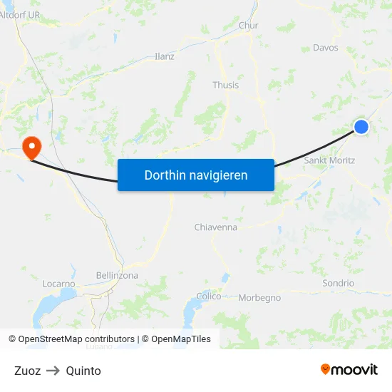 Zuoz to Quinto map