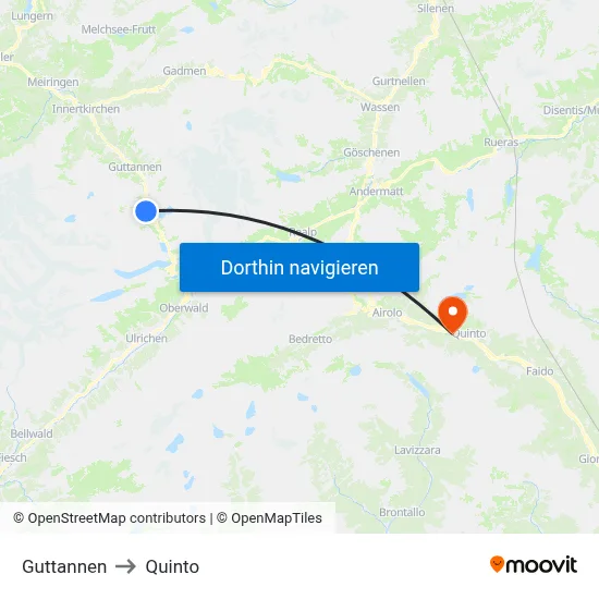 Guttannen to Quinto map