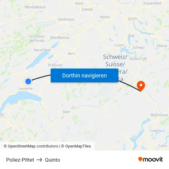 Poliez-Pittet to Quinto map