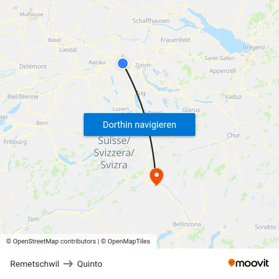 Remetschwil to Quinto map