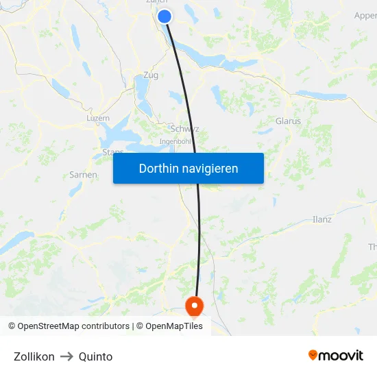 Zollikon to Quinto map