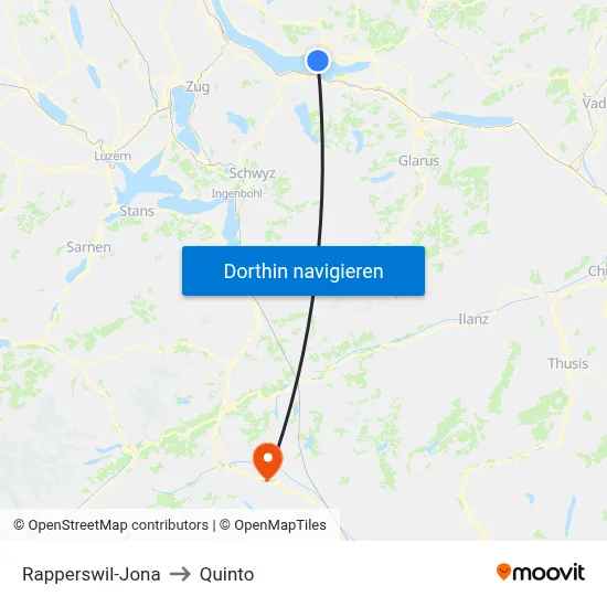 Rapperswil-Jona to Quinto map