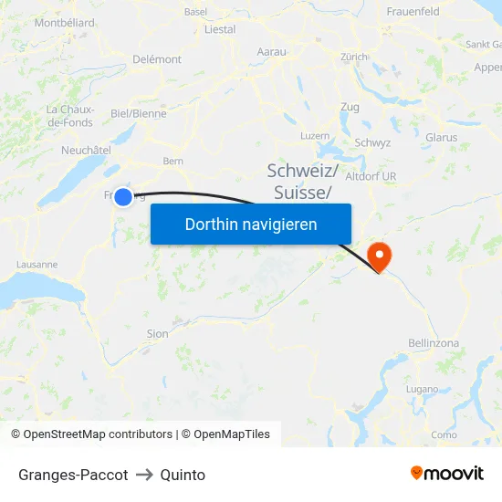 Granges-Paccot to Quinto map