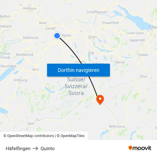 Häfelfingen to Quinto map