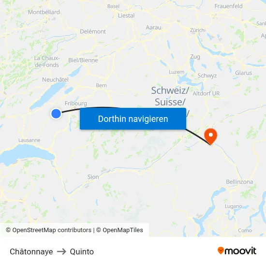 Châtonnaye to Quinto map