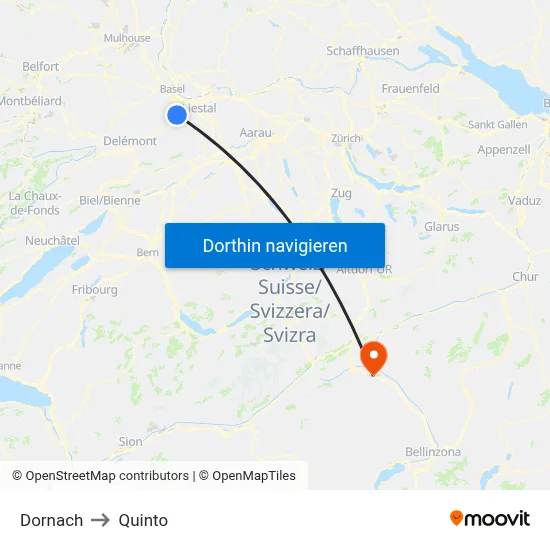 Dornach to Quinto map