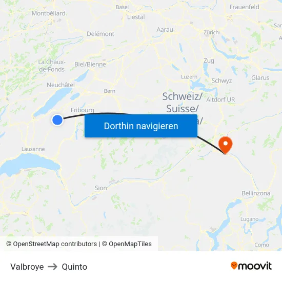 Valbroye to Quinto map
