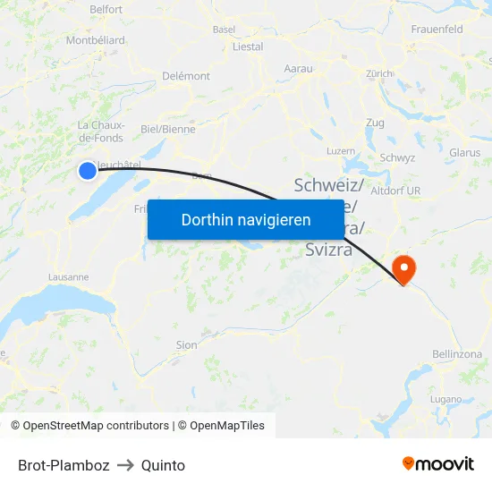 Brot-Plamboz to Quinto map
