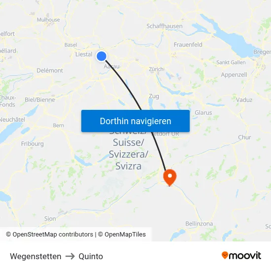 Wegenstetten to Quinto map