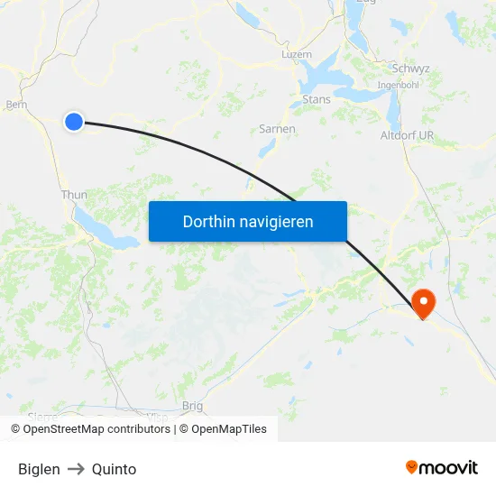 Biglen to Quinto map