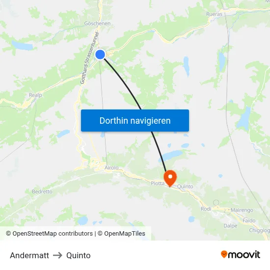 Andermatt to Quinto map