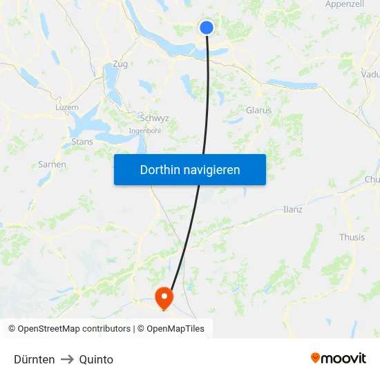 Dürnten to Quinto map