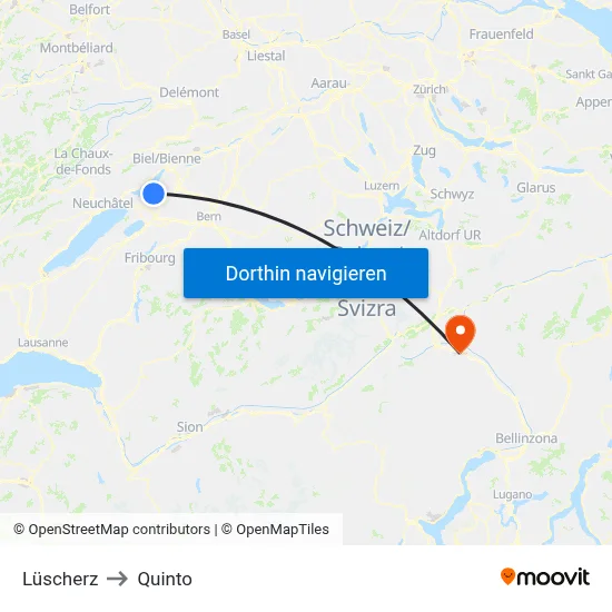 Lüscherz to Quinto map