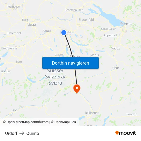 Urdorf to Quinto map