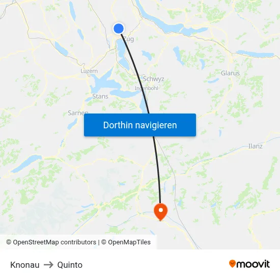 Knonau to Quinto map