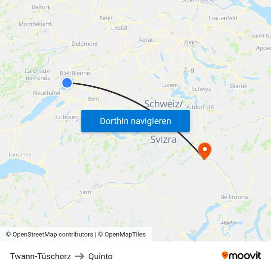Twann-Tüscherz to Quinto map