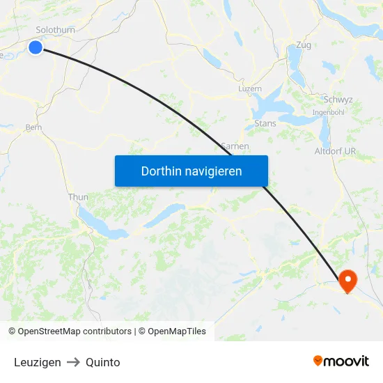 Leuzigen to Quinto map