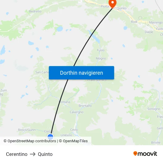 Cerentino to Quinto map