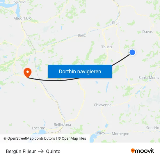 Bergün Filisur to Quinto map